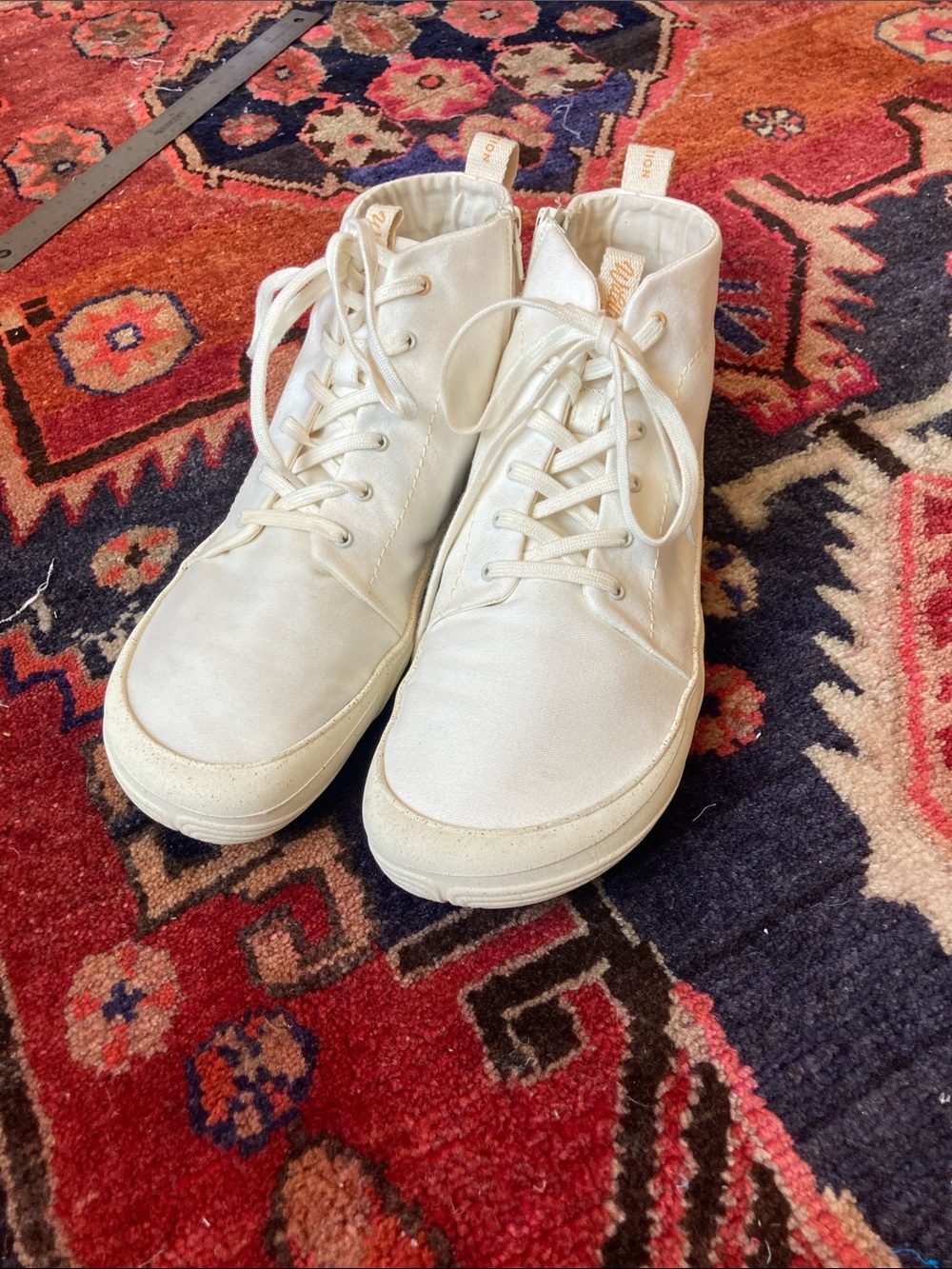 Men's Barefoot Wildling High-Top Canvas Sneakers in Off-White